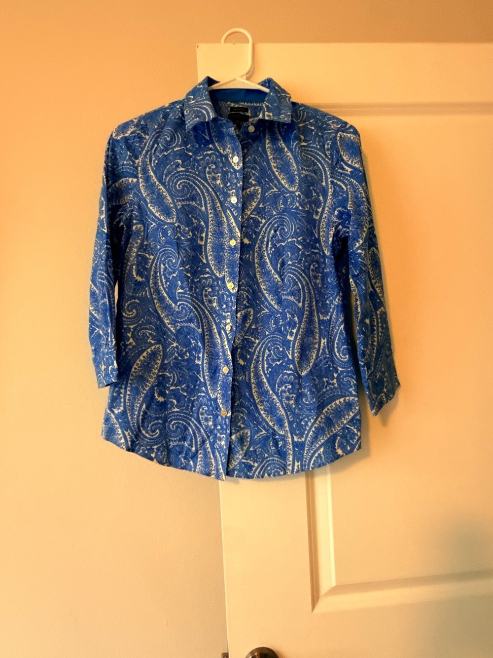 Talbots Blue Paisley Button-Up Blouse